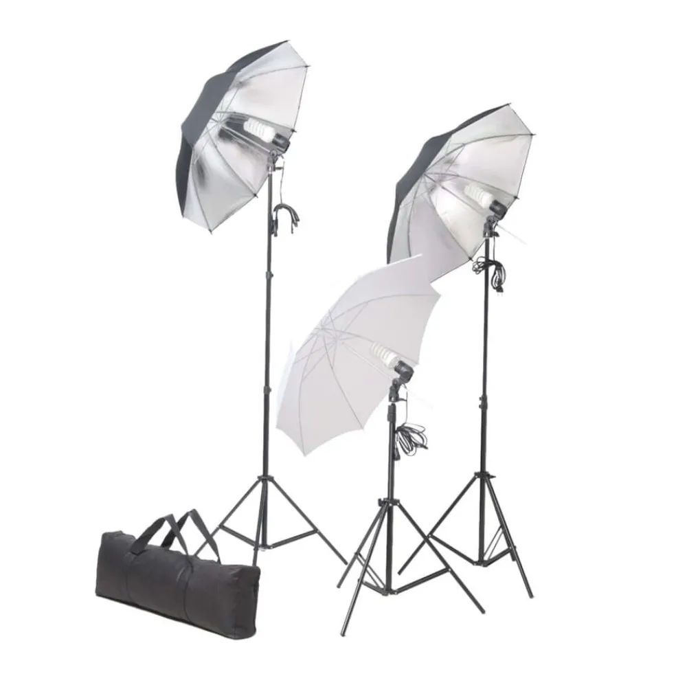Appareils Photo-vidaXL Kit de studio photo avec ensemble d'éclairage et toile de fond Noir
