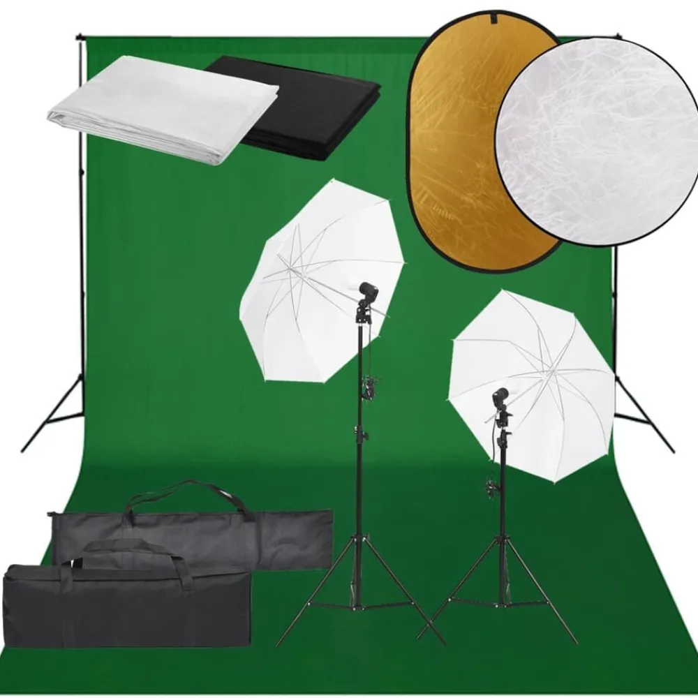 Appareils Photo-vidaXL Kit de studio photo avec éclairage toile de fond et réflecteur