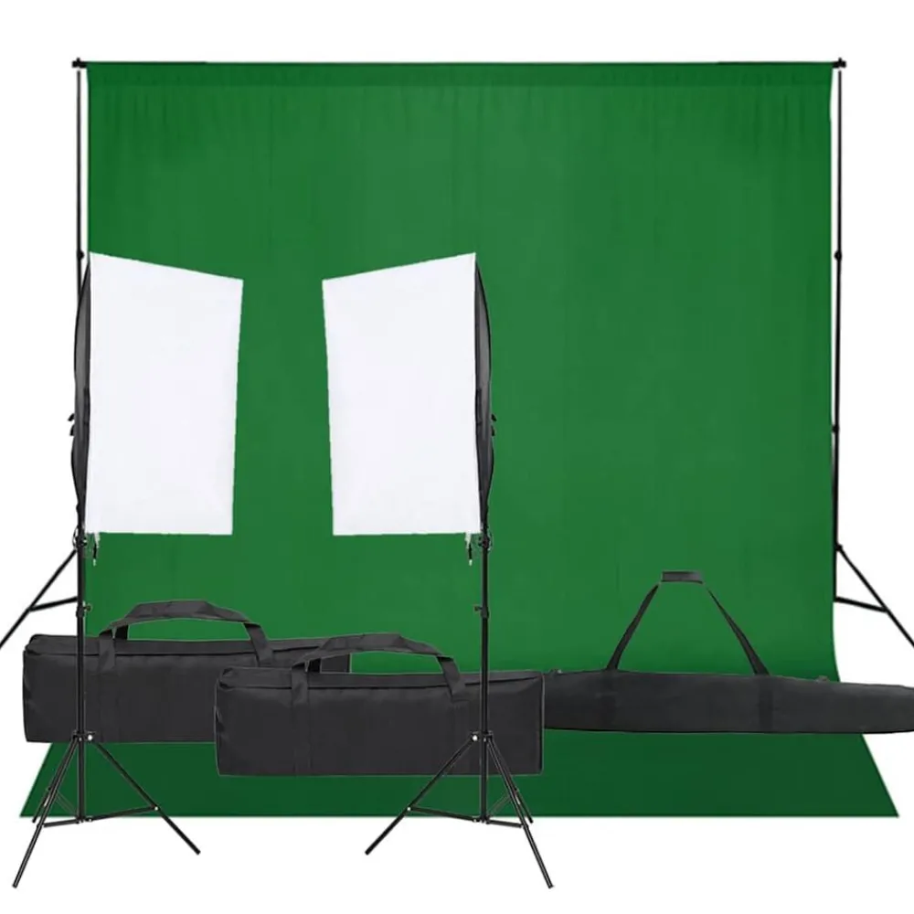 Appareils Photo-vidaXL Kit de studio photo avec éclairage et toile de fond