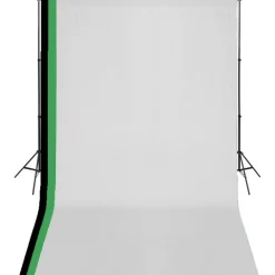 vidaXL Kit de studio photo et 3 toiles de fond réglables Coton 3x5 m