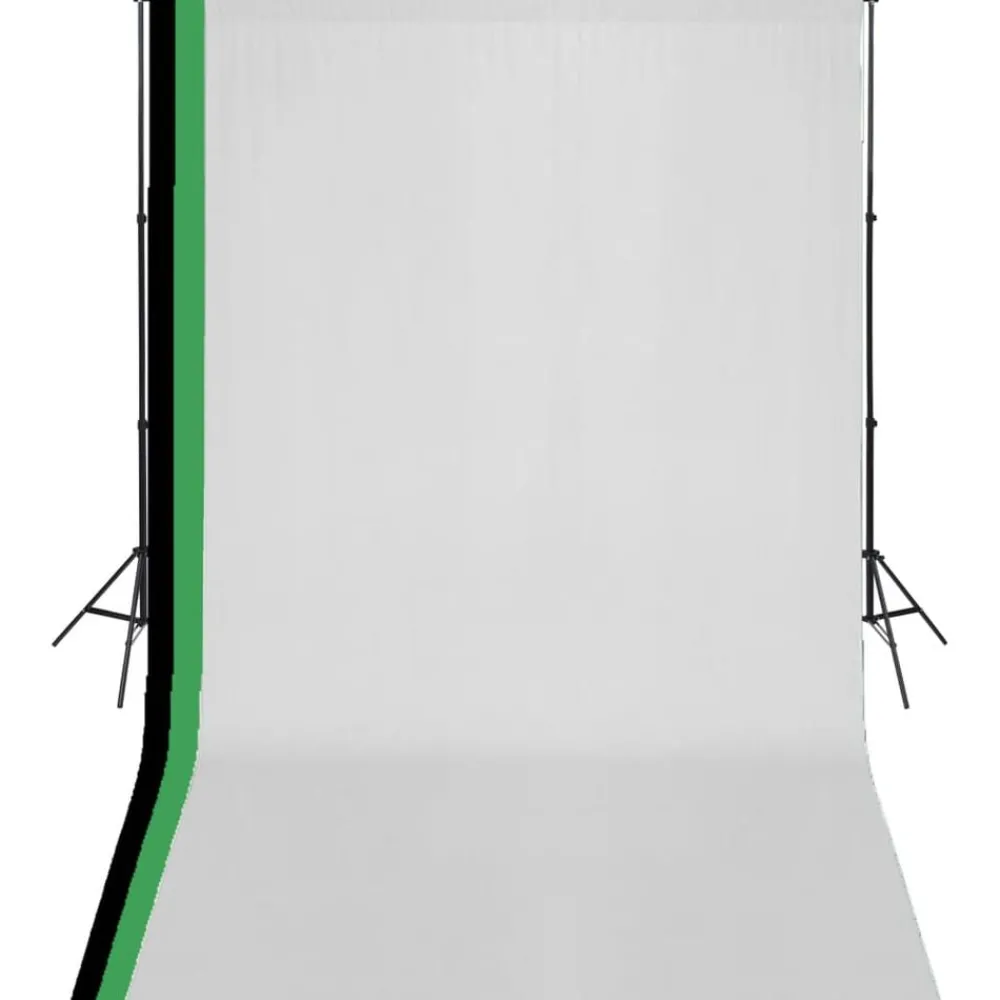 vidaXL Kit de studio photo et 3 toiles de fond réglables Coton 3x5 m