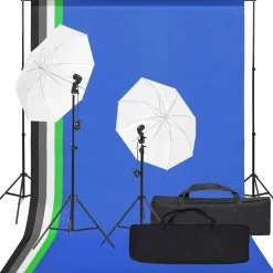 vidaXL Kit de studio photo avec éclairage et toile de fond