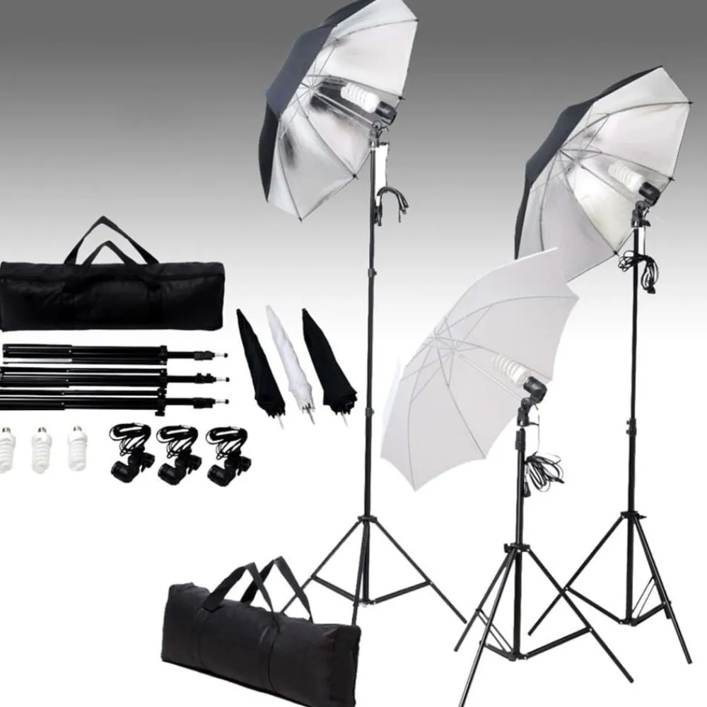 Appareils Photo-vidaXL Kit de studio photo avec ensemble d'éclairage et toile de fond Blanc
