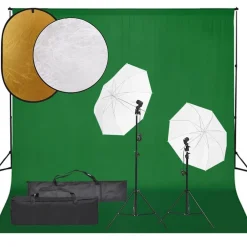 vidaXL Kit de studio photo avec éclairage toile de fond et réflecteur