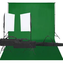 Appareils Photo-vidaXL Kit de studio photo avec éclairage et toile de fond