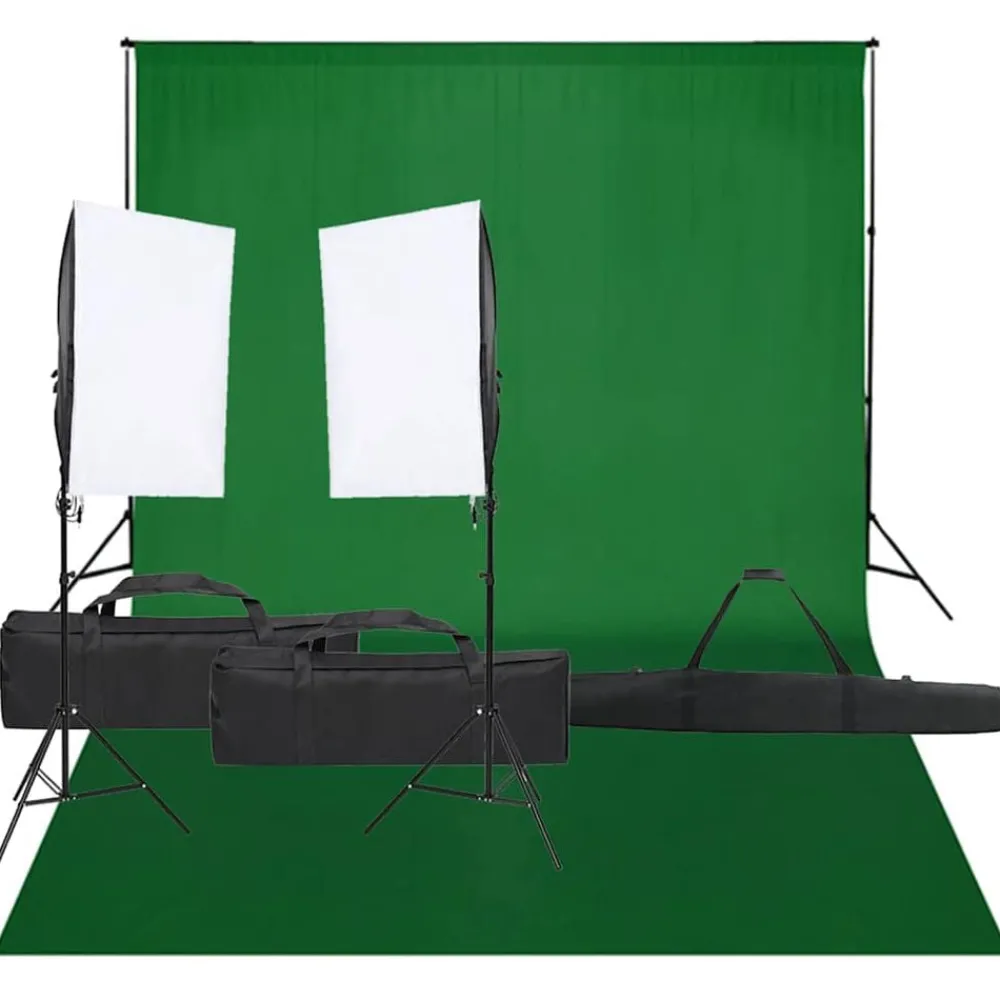 Appareils Photo-vidaXL Kit de studio photo avec éclairage et toile de fond