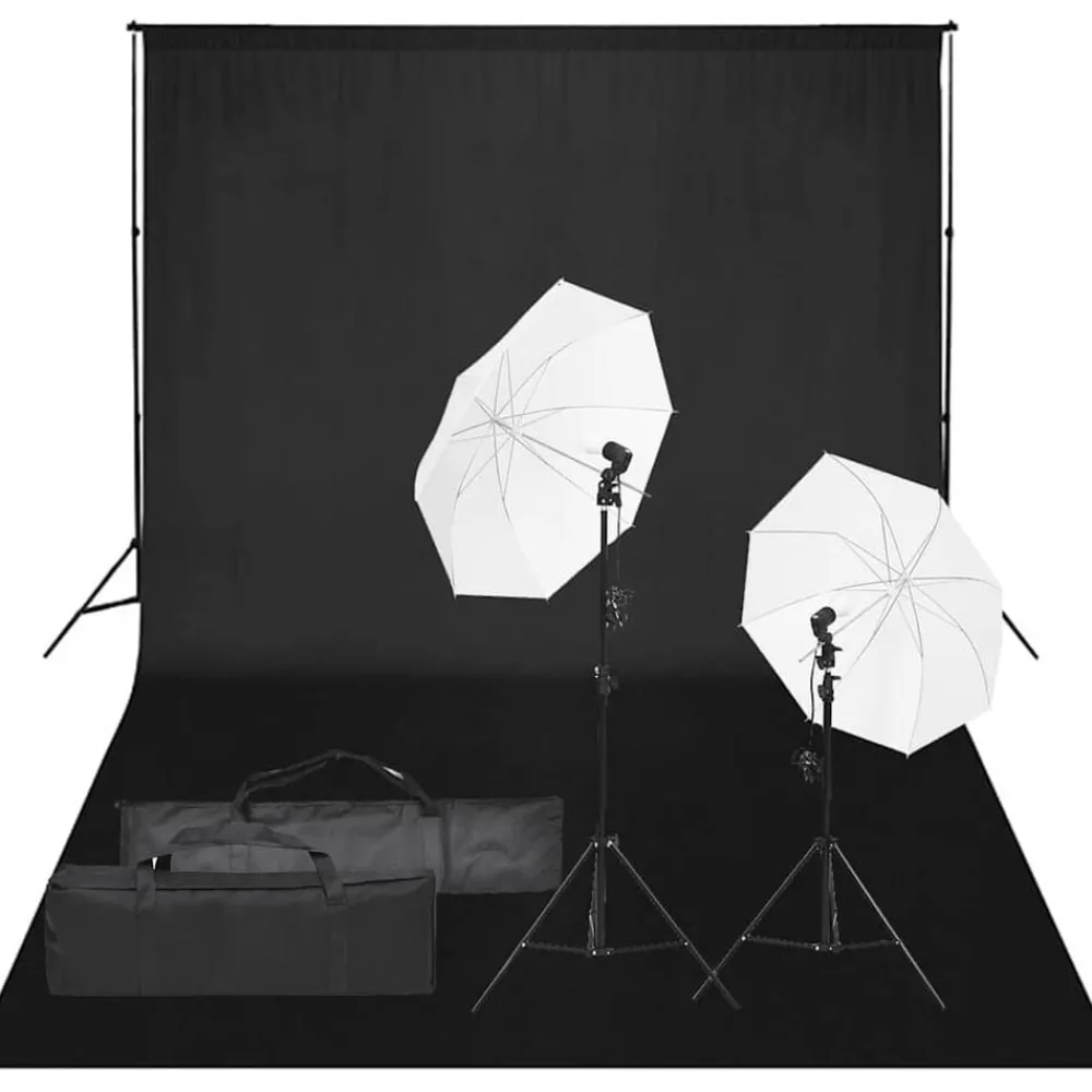 vidaXL Kit de studio photo avec éclairage et toile de fond