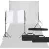 Appareils Photo-vidaXL Kit de studio photo avec éclairage et toile de fond