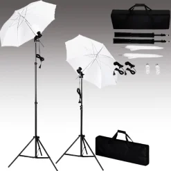vidaXL Kit de studio photo avec toile de fond lampes et parapluies