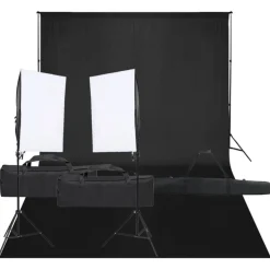 vidaXL Kit de studio photo avec éclairage et toile de fond