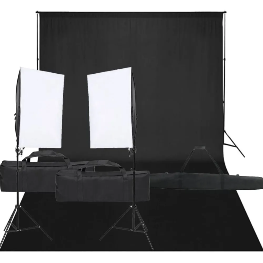 vidaXL Kit de studio photo avec éclairage et toile de fond