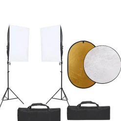 vidaXL Kit de studio photo avec éclairage toile de fond et réflecteur