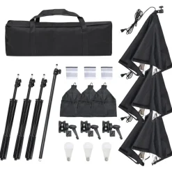 Appareils Photo-vidaXL Kit de studio photo avec éclairage toile de fond et réflecteur