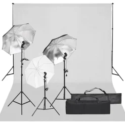 Appareils Photo-vidaXL Kit de studio photo avec éclairage et toile de fond