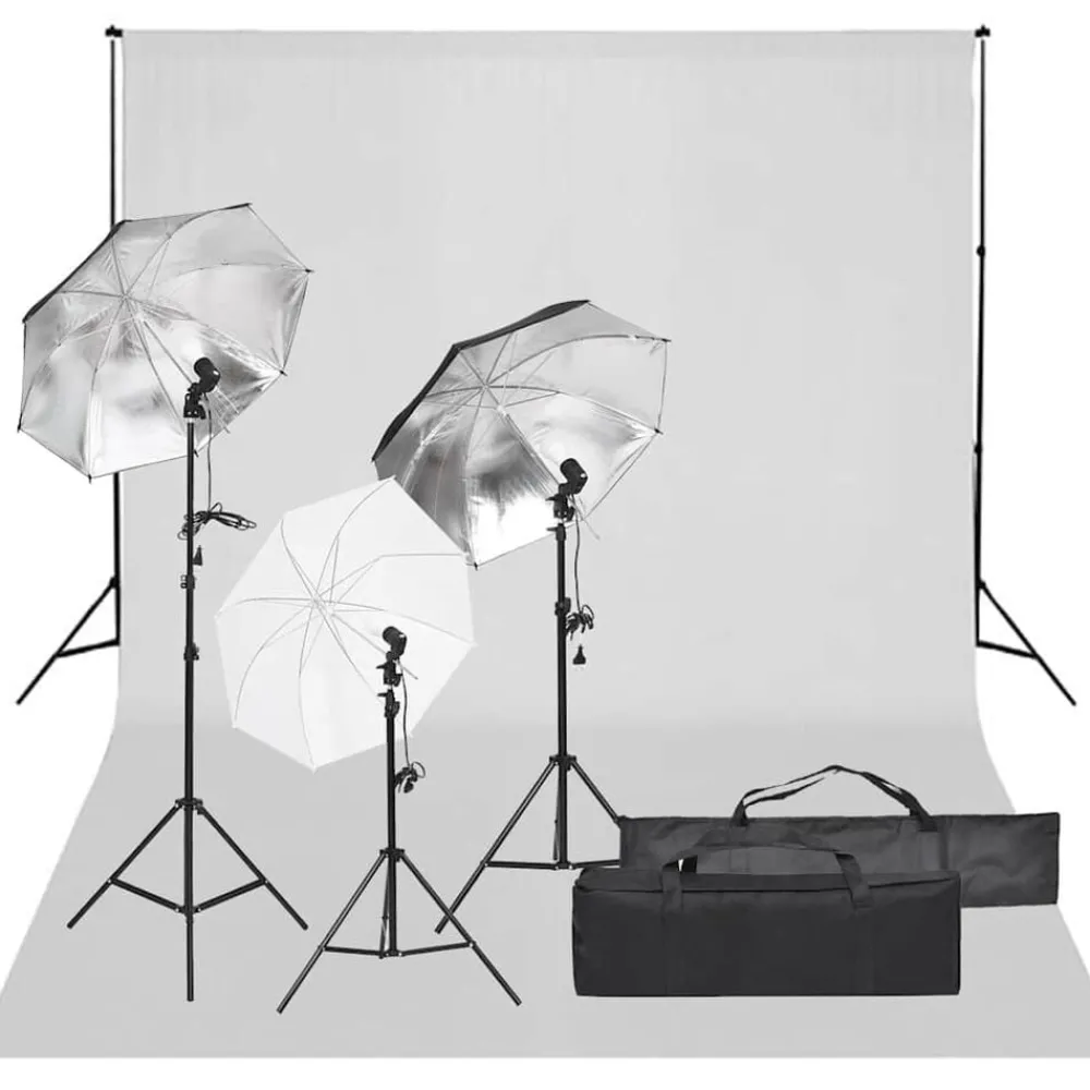 Appareils Photo-vidaXL Kit de studio photo avec éclairage et toile de fond