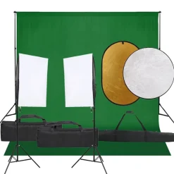 Appareils Photo-vidaXL Kit de studio photo avec éclairage toile de fond et réflecteur
