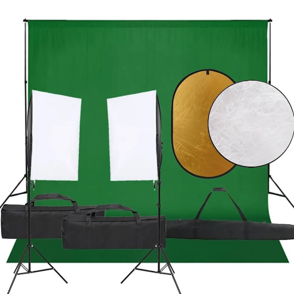 Appareils Photo-vidaXL Kit de studio photo avec éclairage toile de fond et réflecteur