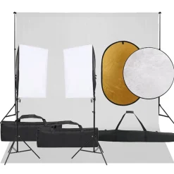 Appareils Photo-vidaXL Kit de studio photo avec éclairage toile de fond et réflecteur