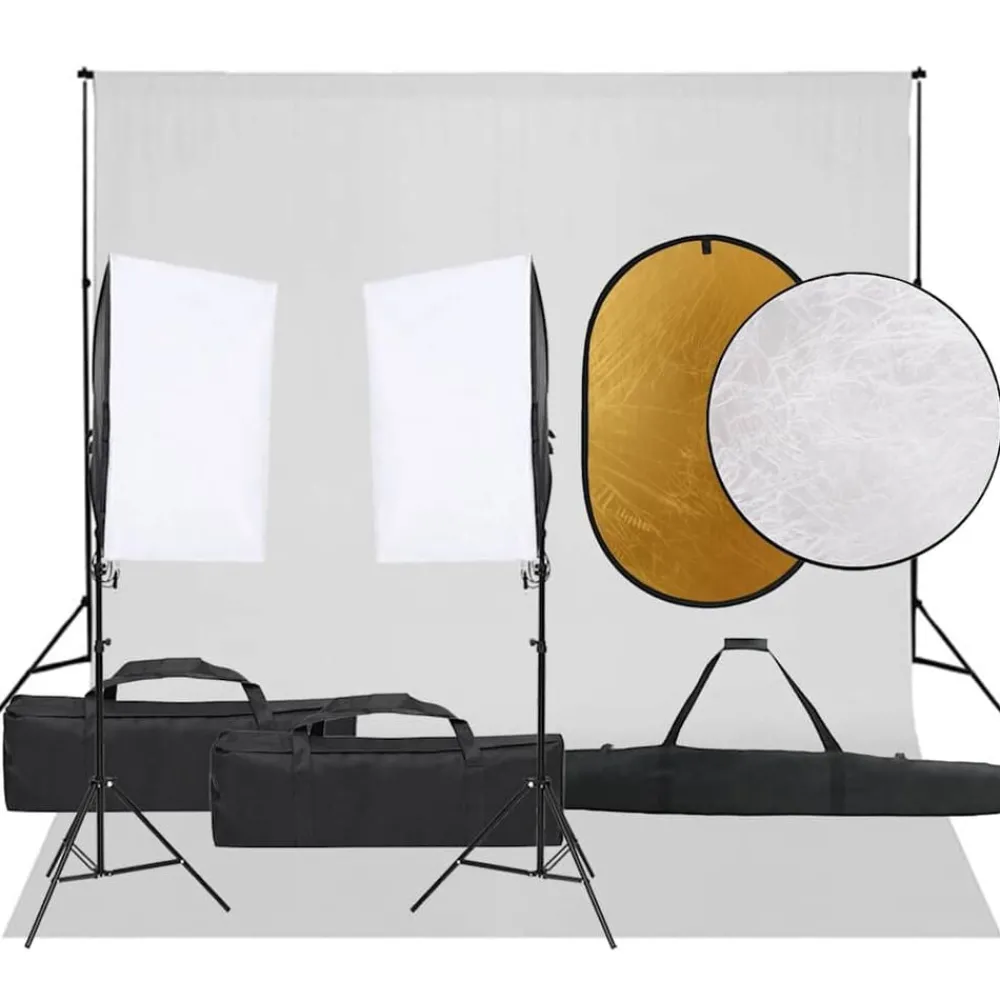 Appareils Photo-vidaXL Kit de studio photo avec éclairage toile de fond et réflecteur