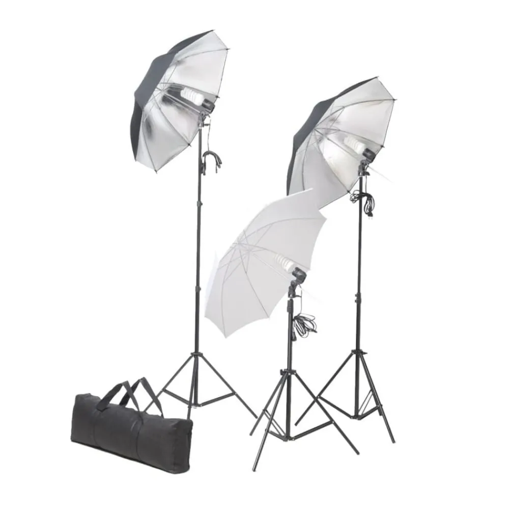 Appareils Photo-vidaXL Kit de studio photo avec lampes toile de fond et réflecteur Blanc