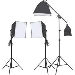 Appareils Photo-vidaXL Kit de studio photo avec éclairage et toile de fond