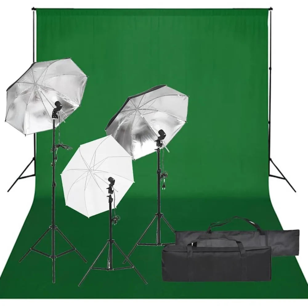 Appareils Photo-vidaXL Kit de studio photo avec éclairage et toile de fond