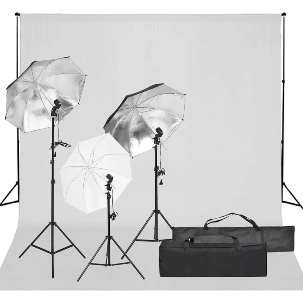 Appareils Photo-vidaXL Kit de studio photo avec éclairage et toile de fond