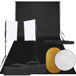 Appareils Photo-vidaXL Kit de studio photo avec éclairage toile de fond et réflecteur