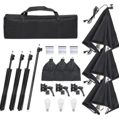 vidaXL Kit de studio photo avec éclairage toile de fond et réflecteur