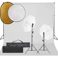 Appareils Photo-vidaXL Kit de studio photo avec éclairage toile de fond et réflecteur Blanc