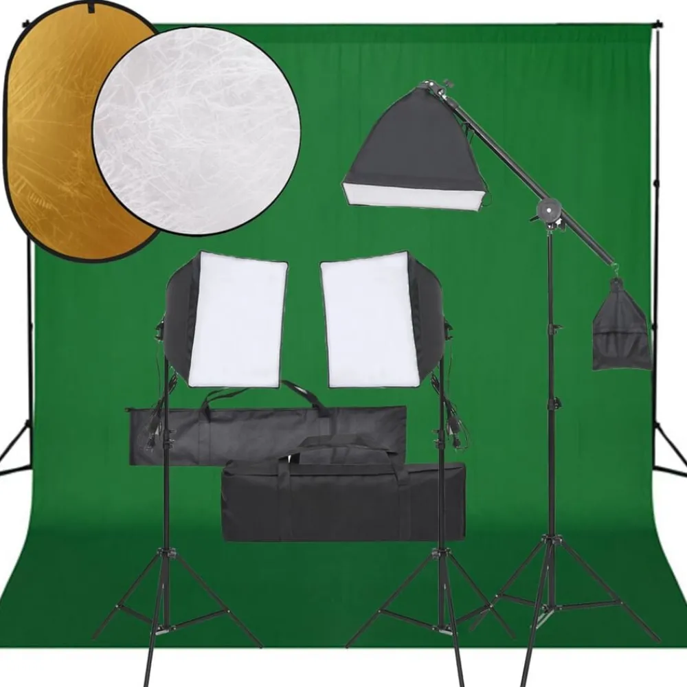 Appareils Photo-vidaXL Kit de studio photo avec éclairage toile de fond et réflecteur
