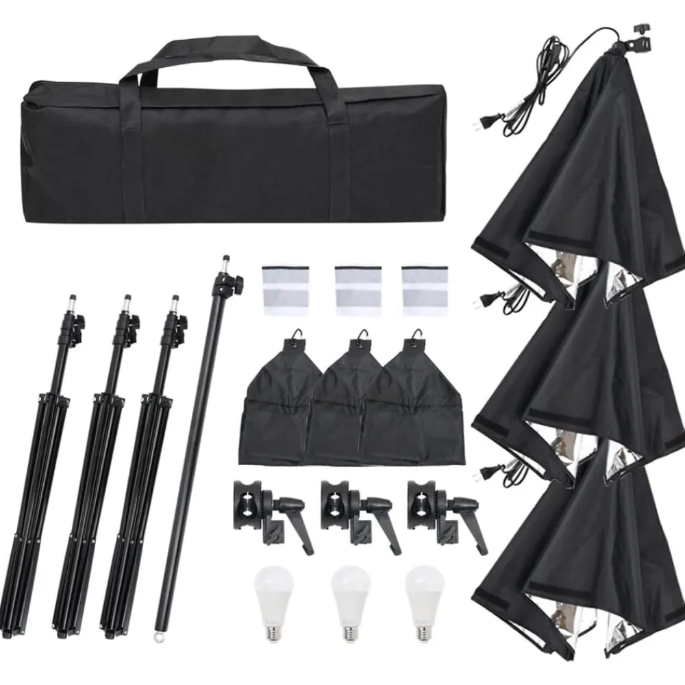 Appareils Photo-vidaXL Kit de studio photo avec éclairage toile de fond et réflecteur