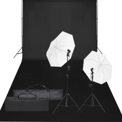 vidaXL Kit de studio photo avec éclairage et toile de fond