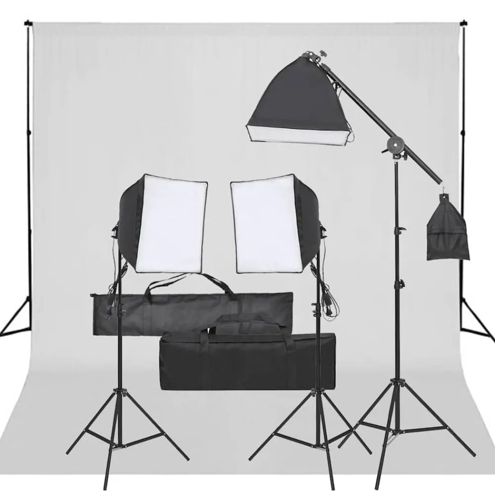 vidaXL Kit de studio photo avec éclairage et toile de fond
