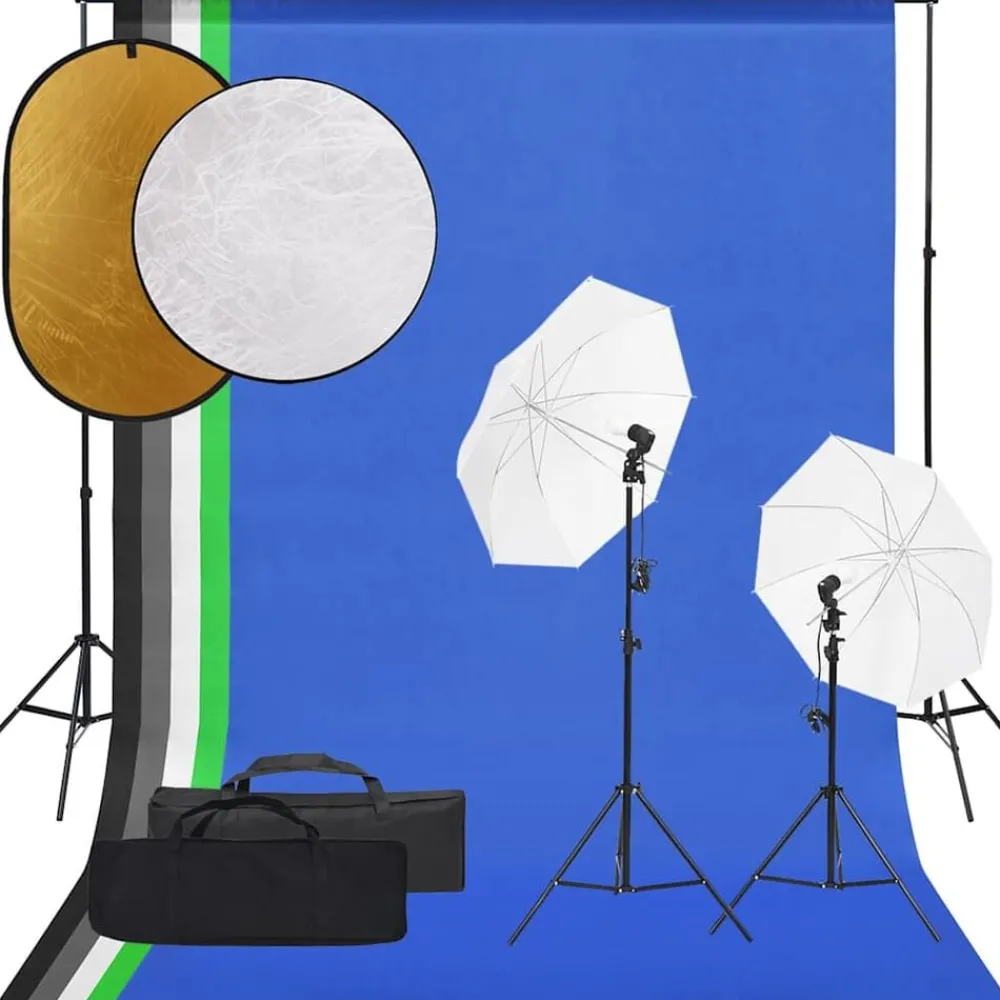 Appareils Photo-vidaXL Kit de studio photo avec éclairage toile de fond et réflecteur