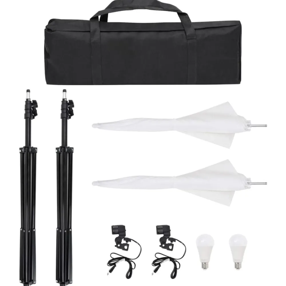 Appareils Photo-vidaXL Kit de studio photo avec éclairage toile de fond et réflecteur