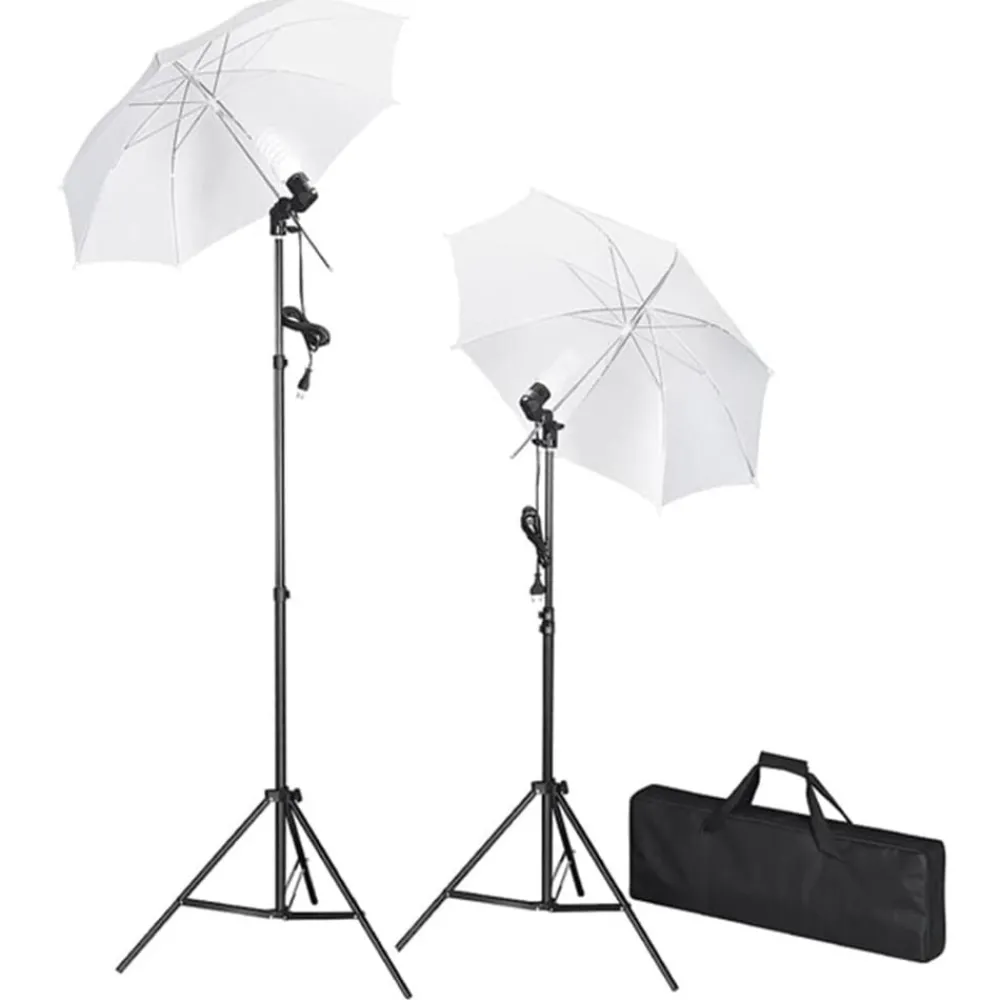 Appareils Photo-vidaXL Kit de studio photo avec lampes toile de fond et réflecteur Blanc