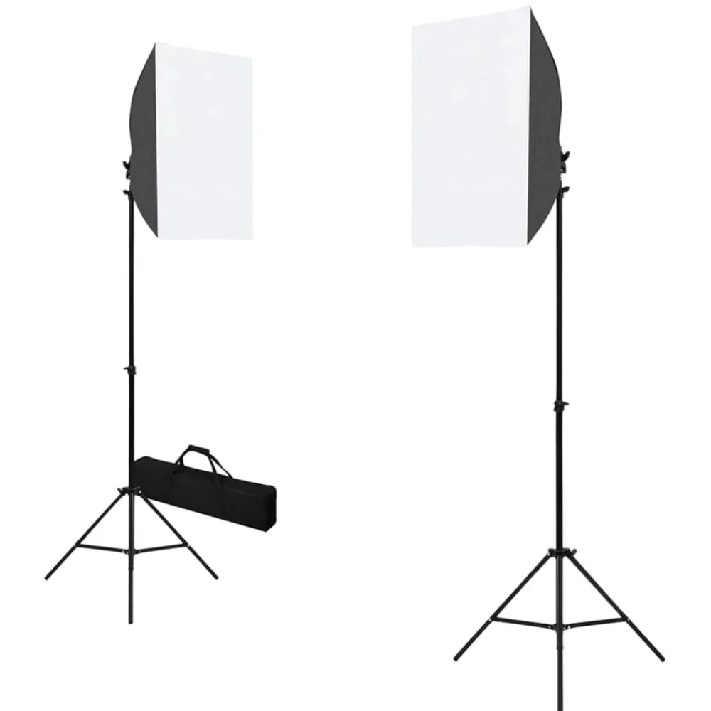 Appareils Photo-vidaXL Kit de studio photo avec boîtes à lumière et toile de fond Noir