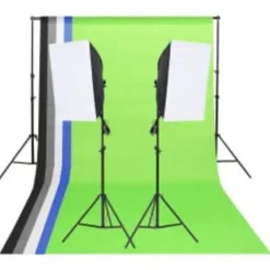 vidaXL Kit de studio photo avec éclairage toile de fond et réflecteur