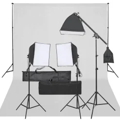 Appareils Photo-vidaXL Kit de studio photo avec éclairage et toile de fond