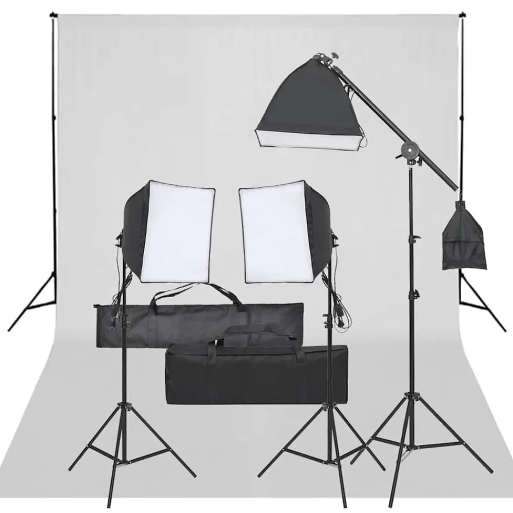 Appareils Photo-vidaXL Kit de studio photo avec éclairage et toile de fond