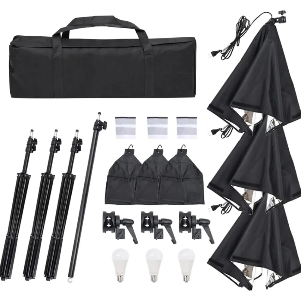 Appareils Photo-vidaXL Kit de studio photo avec éclairage et toile de fond