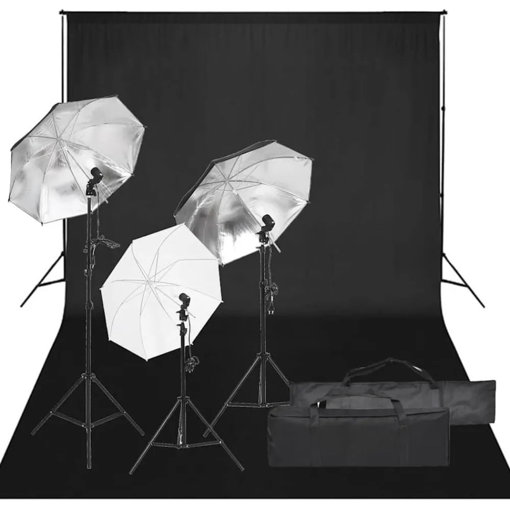 Appareils Photo-vidaXL Kit de studio photo avec éclairage et toile de fond