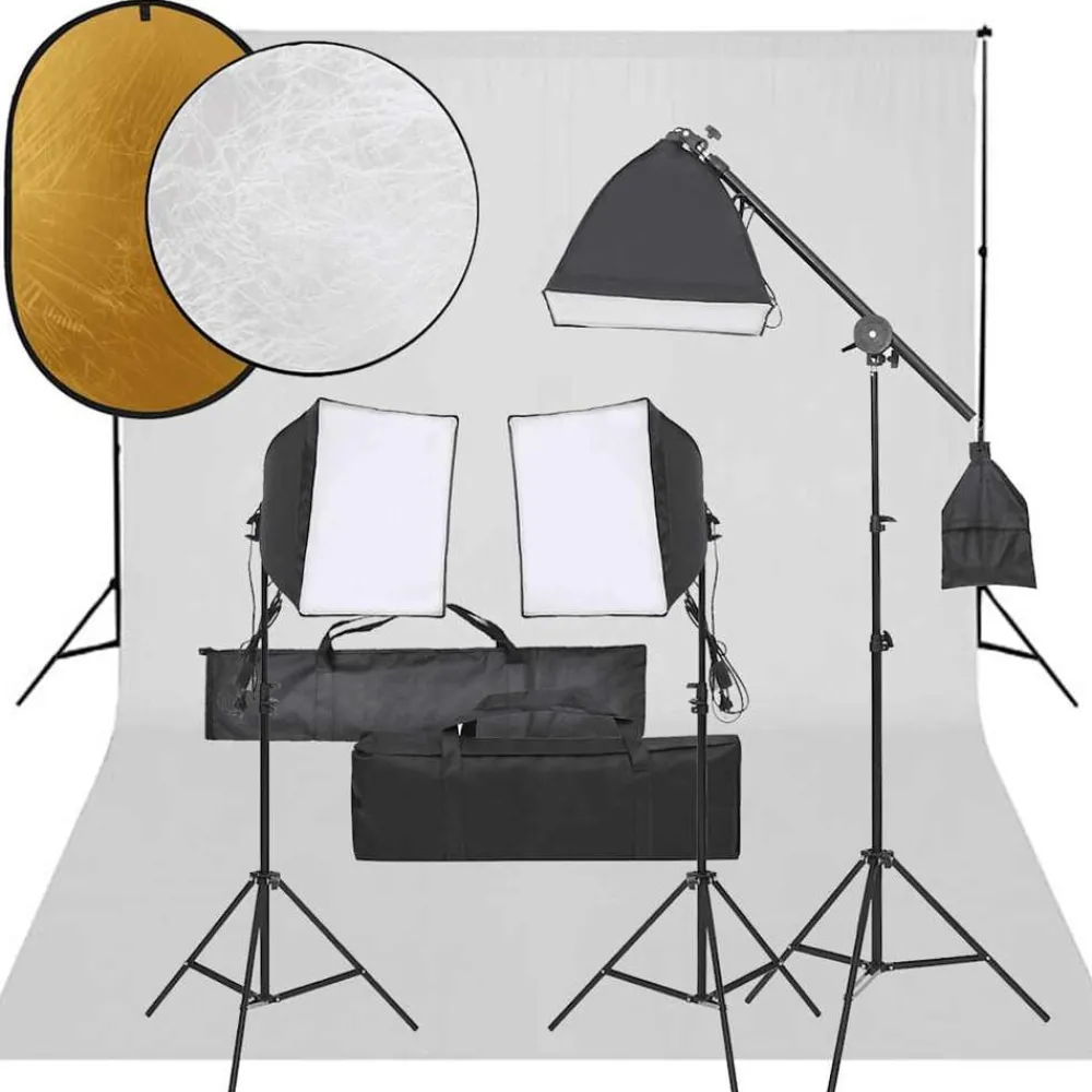 Appareils Photo-vidaXL Kit de studio photo avec éclairage toile de fond et réflecteur