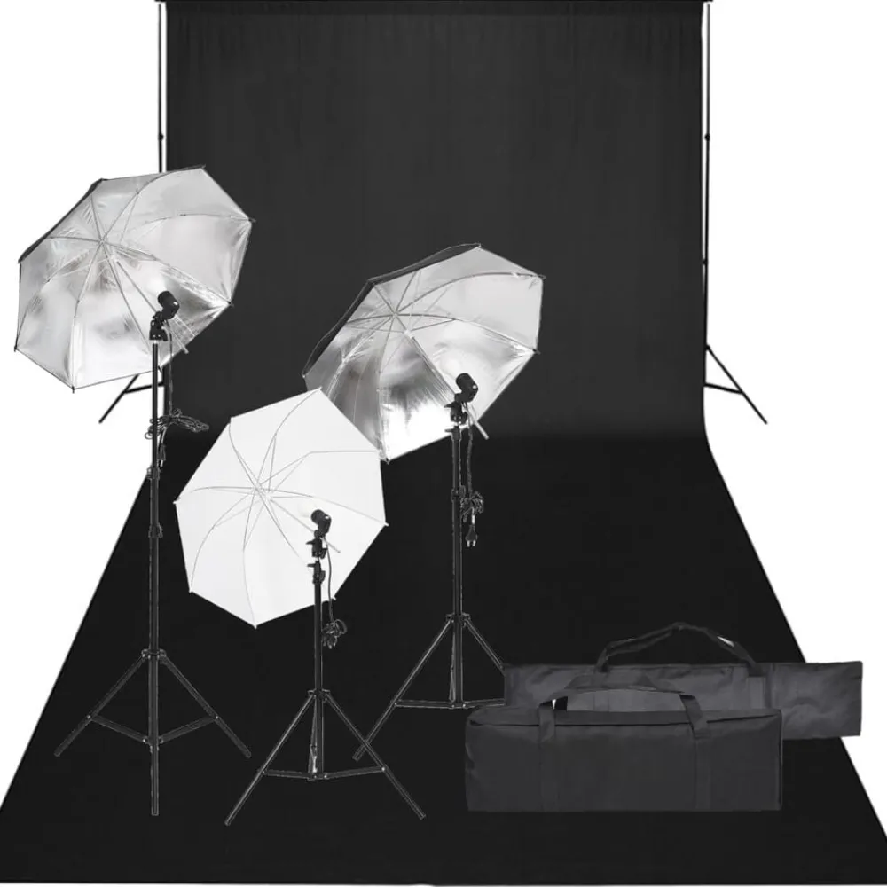vidaXL Kit de studio photo avec éclairage et toile de fond