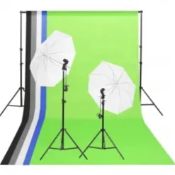vidaXL Kit de studio photo avec éclairage toile de fond et réflecteur