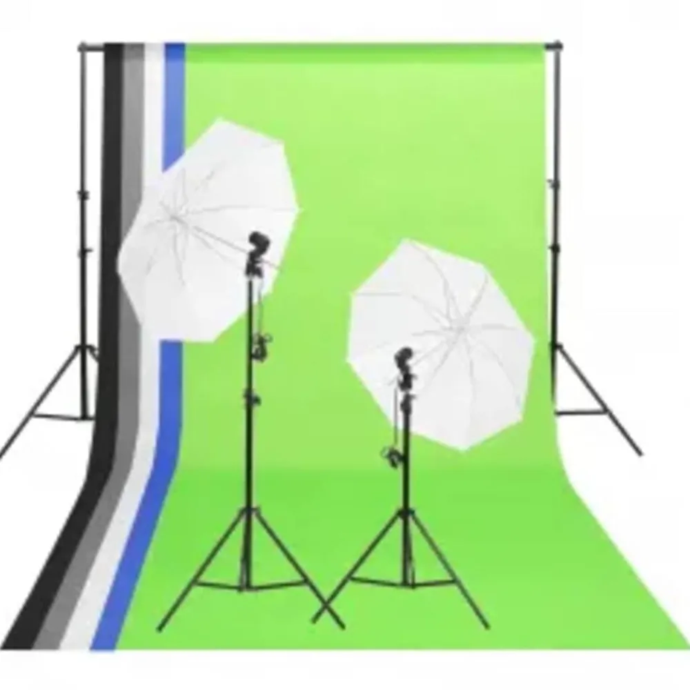 vidaXL Kit de studio photo avec éclairage toile de fond et réflecteur