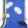 Appareils Photo-vidaXL Kit de studio photo avec lampes toile de fond et réflecteur