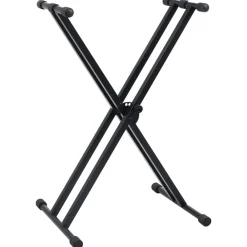 vidaXL Kit de support de clavier à empattement double et tabouret Noir
