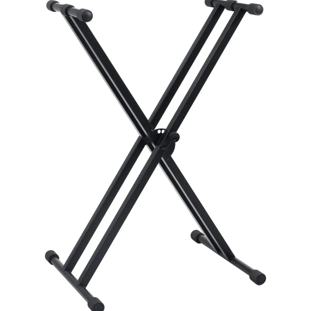 vidaXL Kit de support de clavier à empattement double et tabouret Noir
